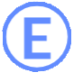 A logo made up of a sophisticated-looking light blue capital E sitting inside a white circle with a border that is the same shade of light blue as the E itself